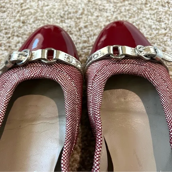 Red AGL Cap Toe Leather Ballet flats with Buckle9/9.5 40