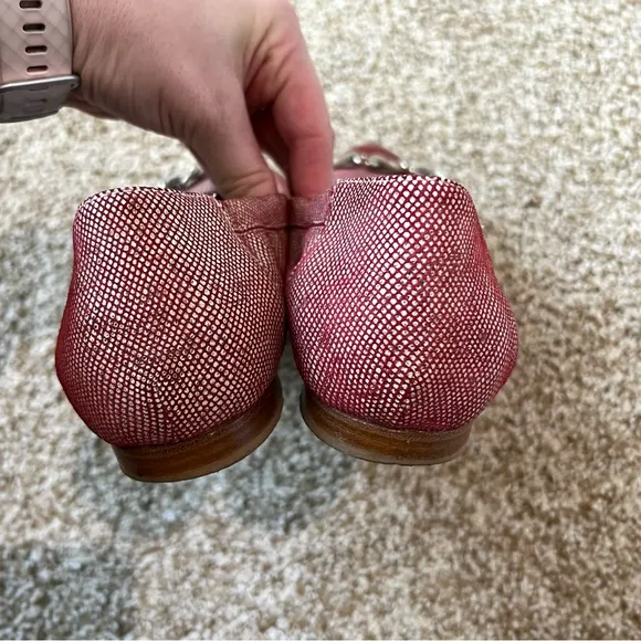 Red AGL Cap Toe Leather Ballet flats with Buckle9/9.5 40