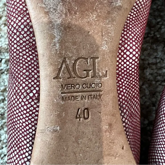 Red AGL Cap Toe Leather Ballet flats with Buckle9/9.5 40