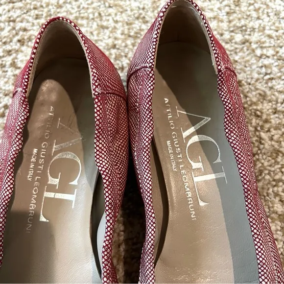 Red AGL Cap Toe Leather Ballet flats with Buckle9/9.5 40
