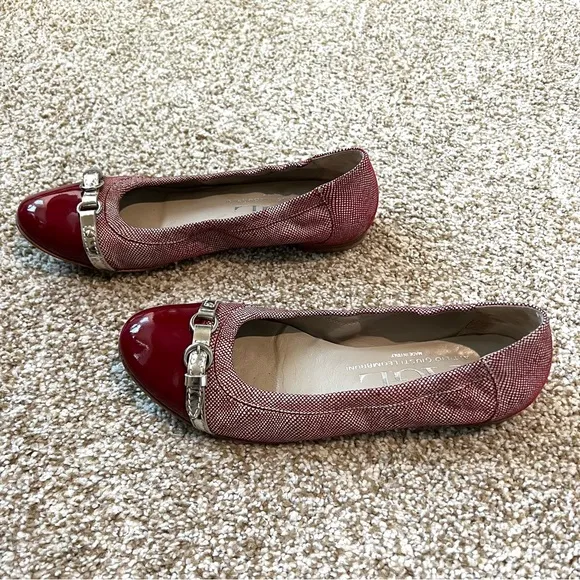 Red AGL Cap Toe Leather Ballet flats with Buckle9/9.5 40