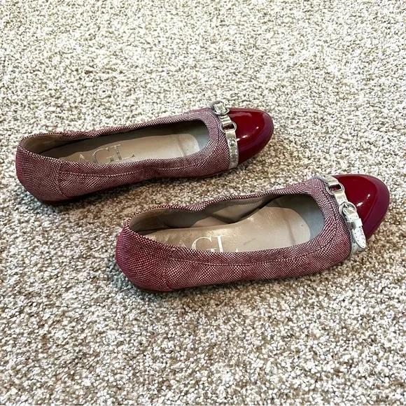 Red AGL Cap Toe Leather Ballet flats with Buckle9/9.5 40
