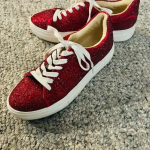 Red Glitter Platform Sneakers - Worn Once - Size 8.5