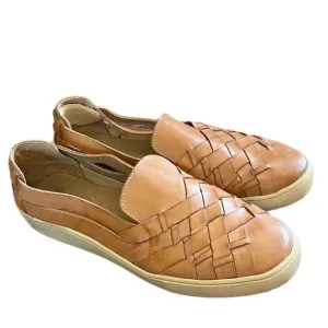 Red Hawk Leather Co Women’s Brown Woven Leather Slip On Loafers size 11