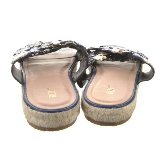 Red Valentino Floral Studded Espadrille Sandal Slide Slip On Blue White Sz EU 41