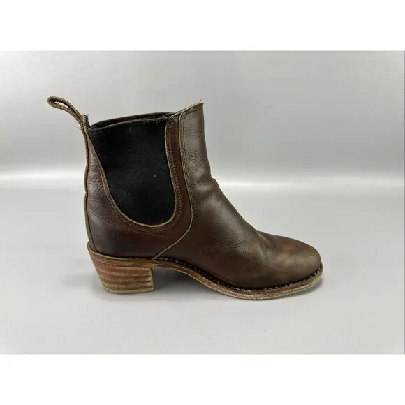 Red Wing Harriet Boots‎ Sz 8B Brown Grunge Distressed Chelsea Leather Ankle 3392