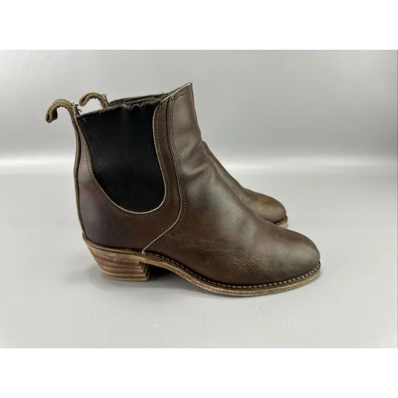 Red Wing Harriet Boots‎ Sz 8B Brown Grunge Distressed Chelsea Leather Ankle 3392