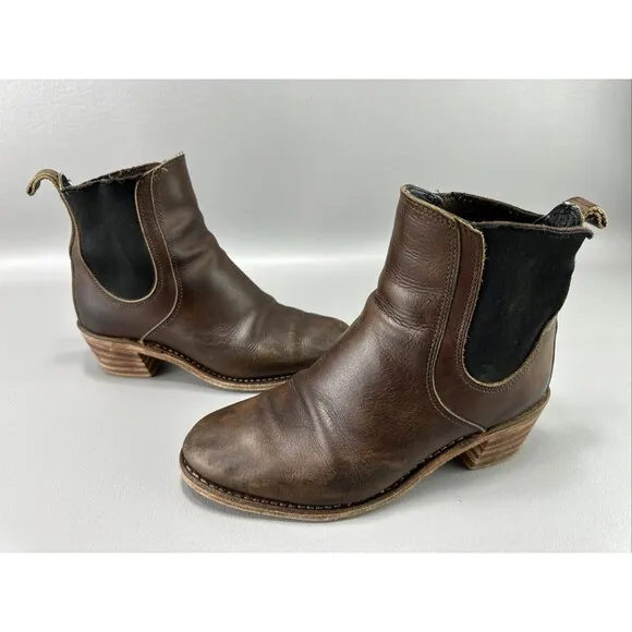 Red Wing Harriet Boots‎ Sz 8B Brown Grunge Distressed Chelsea Leather Ankle 3392