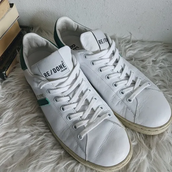 Redone 70s Sneaker Tennis Shoe Green   White Sz 40 10