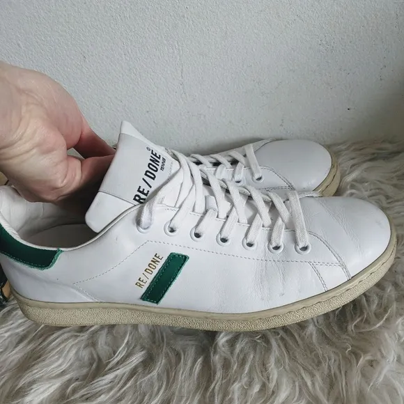 Redone 70s Sneaker Tennis Shoe Green   White Sz 40 10