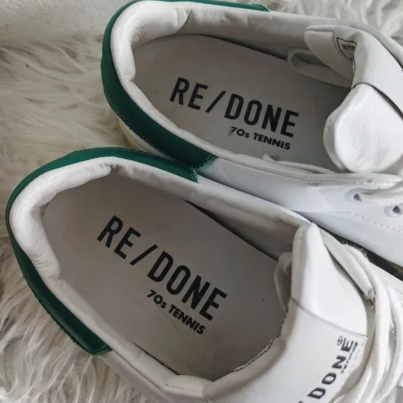 Redone 70s Sneaker Tennis Shoe Green   White Sz 40 10