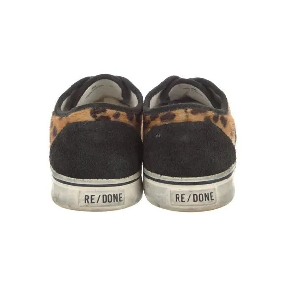 RE/DONE NIB 70s Low Top Skate in Leopard Calf Hair Size EU 36/US 6