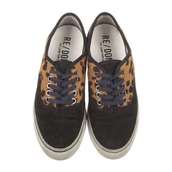 RE/DONE NIB 70s Low Top Skate in Leopard Calf Hair Size EU 36/US 6