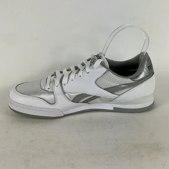 Reebok white and silver minimalist leather classic low top sneakers mens size 9
