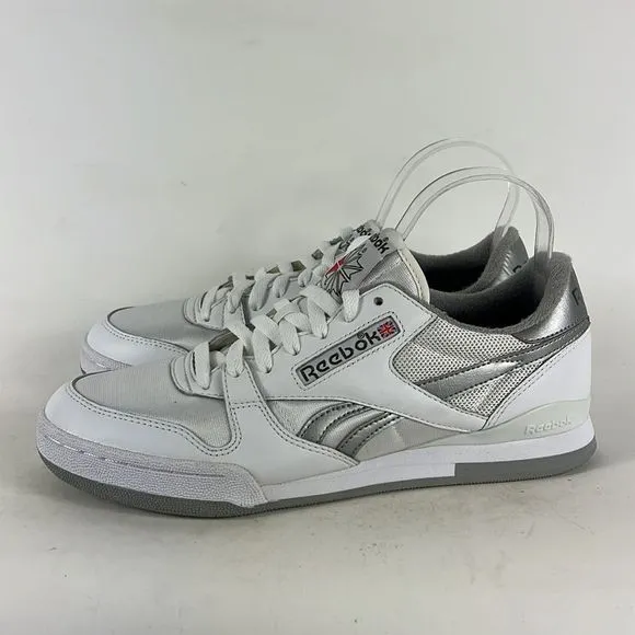 Reebok white and silver minimalist leather classic low top sneakers mens size 9