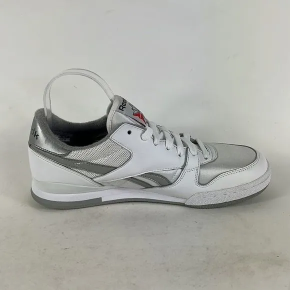 Reebok white and silver minimalist leather classic low top sneakers mens size 9