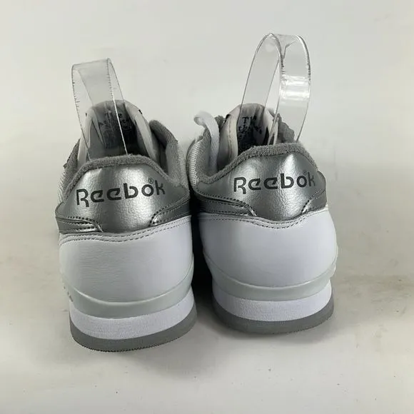 Reebok white and silver minimalist leather classic low top sneakers mens size 9
