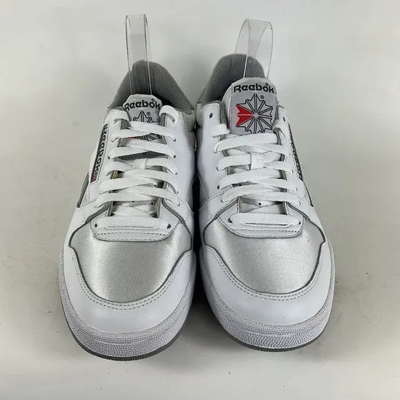 Reebok white and silver minimalist leather classic low top sneakers mens size 9