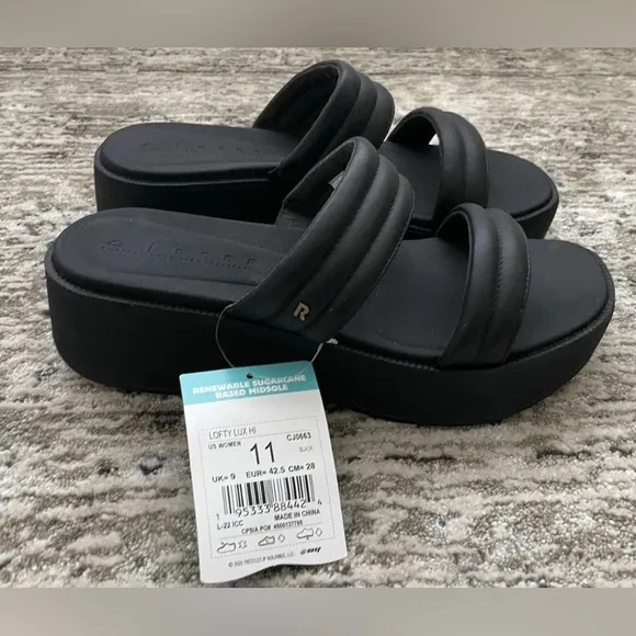 Reef lofty lux hi platform slip on sandals size 11 black new