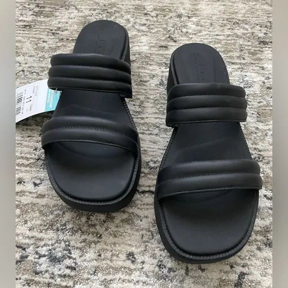 Reef lofty lux hi platform slip on sandals size 11 black new