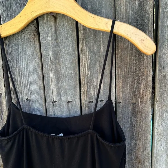 Reformation Square Neck Slip Maxi Dress Organic Cotton Spandex Black M
