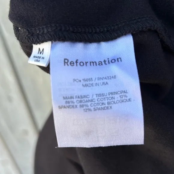 Reformation Square Neck Slip Maxi Dress Organic Cotton Spandex Black M