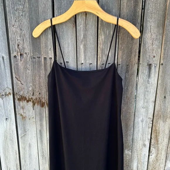 Reformation Square Neck Slip Maxi Dress Organic Cotton Spandex Black M