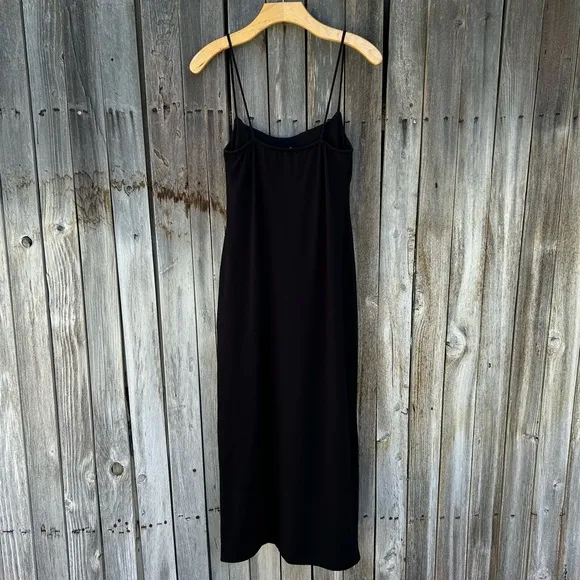 Reformation Square Neck Slip Maxi Dress Organic Cotton Spandex Black M