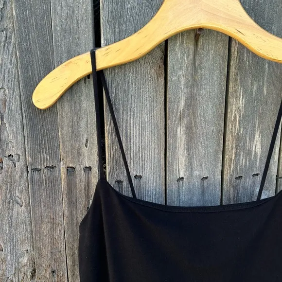 Reformation Square Neck Slip Maxi Dress Organic Cotton Spandex Black M