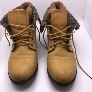 Refresh Camel Knit Cuff Lace Up Boots Size 10 NWOT