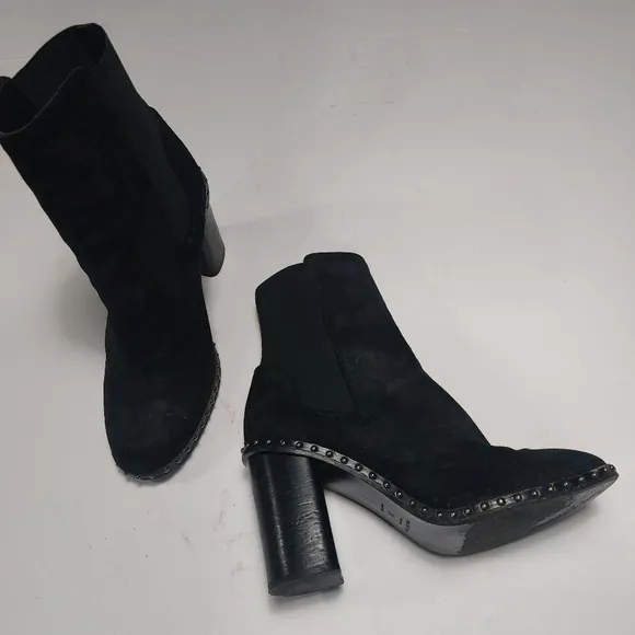 Reg and Bone Romi Black Studded Chelsea Leather Slipon Boots Size EU38