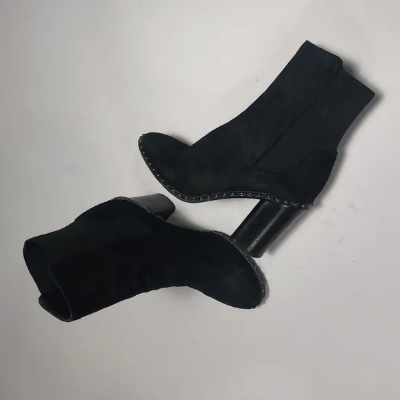 Reg and Bone Romi Black Studded Chelsea Leather Slipon Boots Size EU38