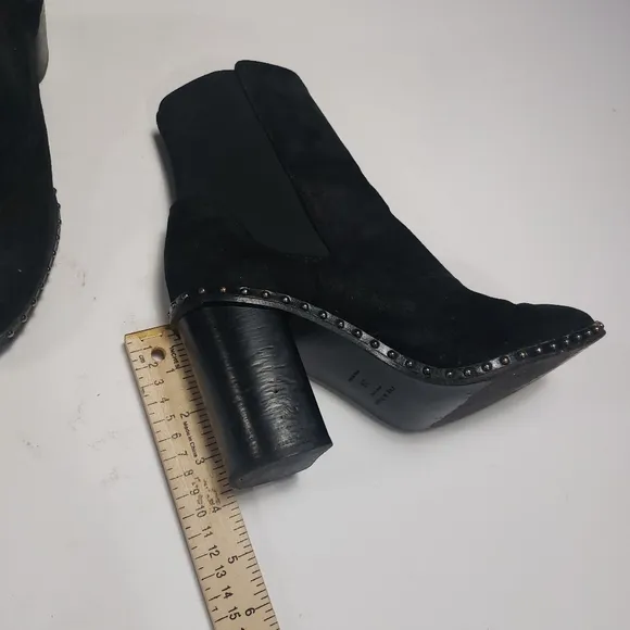 Reg and Bone Romi Black Studded Chelsea Leather Slipon Boots Size EU38