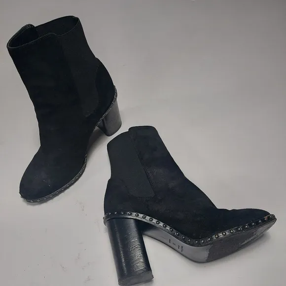 Reg and Bone Romi Black Studded Chelsea Leather Slipon Boots Size EU38