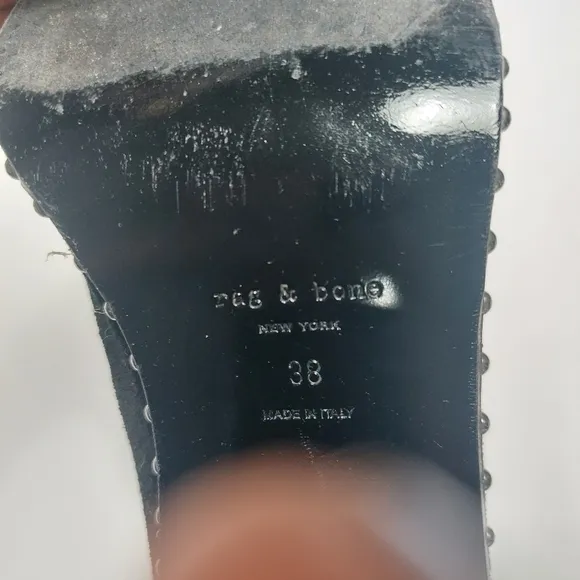 Reg and Bone Romi Black Studded Chelsea Leather Slipon Boots Size EU38