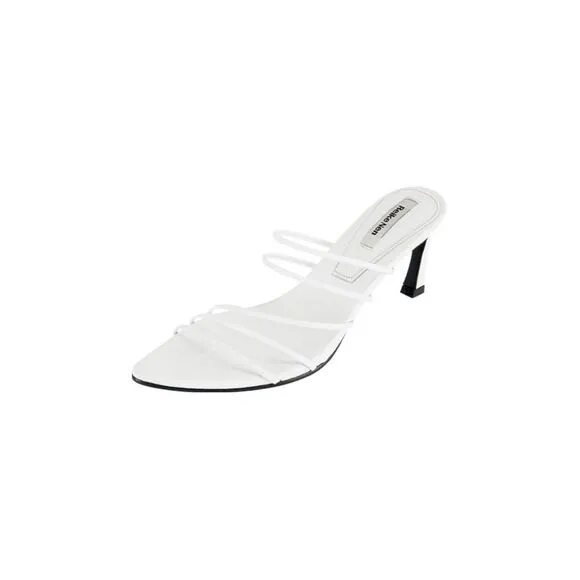 REIKE NEN Womens White Toe Sculpted Heel Slip On Leather Slide Sandals 36.5