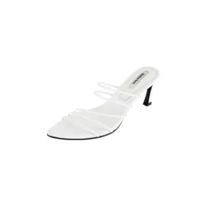 REIKE NEN Womens White Toe Sculpted Heel Slip On Leather Slide Sandals 36.5