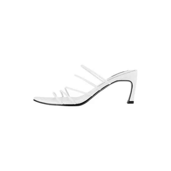 REIKE NEN Womens White Toe Sculpted Heel Slip On Leather Slide Sandals 36.5