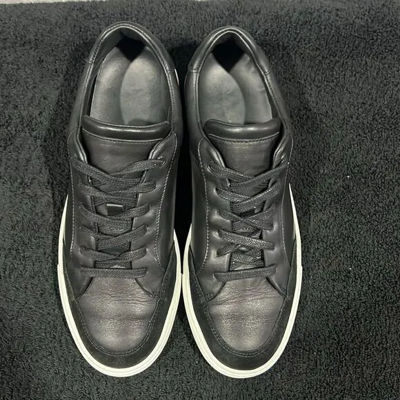 🔥 REISS ASHLEY Low Top Black Leather Sneakers Womens Ashley Low Women Size  11