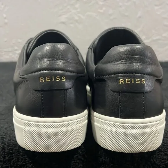 🔥 REISS ASHLEY Low Top Black Leather Sneakers Womens Ashley Low Women Size  11