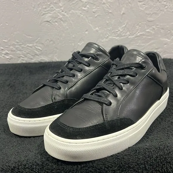 🔥 REISS ASHLEY Low Top Black Leather Sneakers Womens Ashley Low Women Size  11
