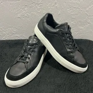 🔥 REISS ASHLEY Low Top Black Leather Sneakers Womens Ashley Low Women Size  11