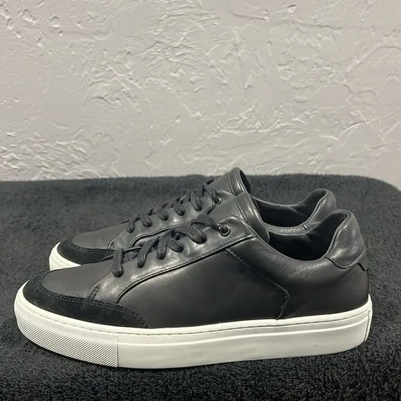🔥 REISS ASHLEY Low Top Black Leather Sneakers Womens Ashley Low Women Size  11