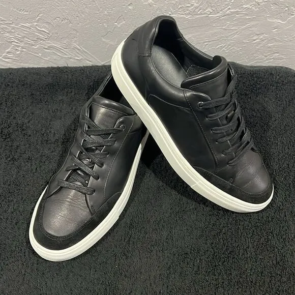 🔥 REISS ASHLEY Low Top Black Leather Sneakers Womens Ashley Low Women Size  11