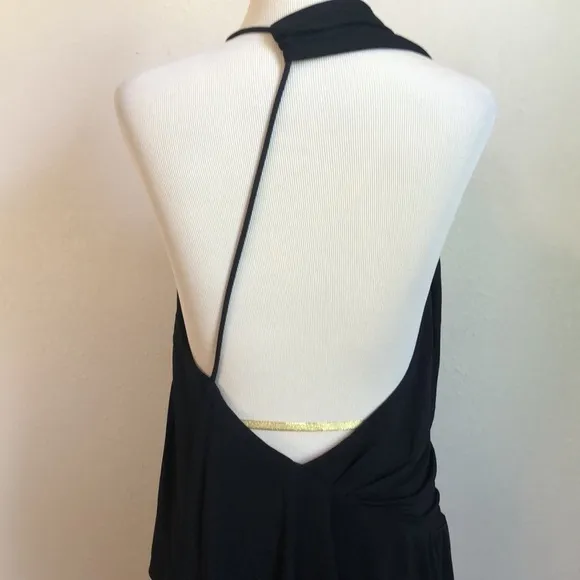 REISS Black Wrap Ruffle Xena Strappy Open Back Cocktail Midi Dress US Size 4