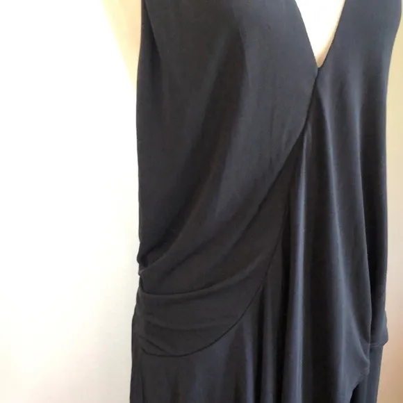 REISS Black Wrap Ruffle Xena Strappy Open Back Cocktail Midi Dress US Size 4