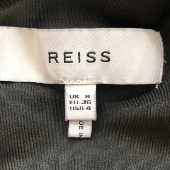 REISS Black Wrap Ruffle Xena Strappy Open Back Cocktail Midi Dress US Size 4