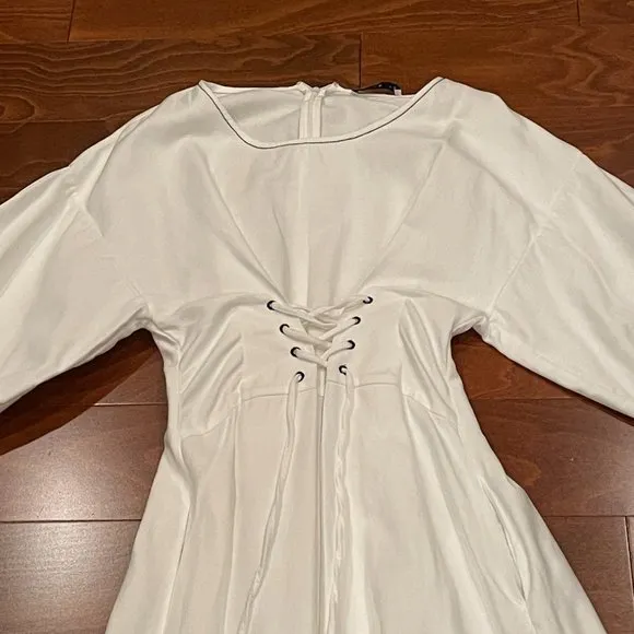 Rejina Pyo Irene White Linen Corset Dress, Size 10
