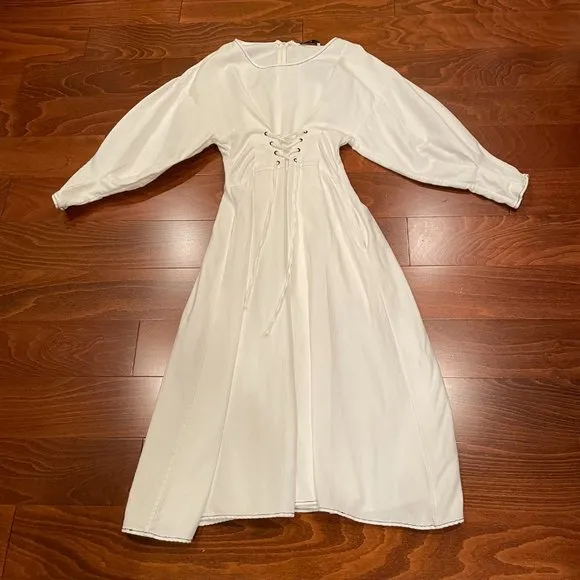 Rejina Pyo Irene White Linen Corset Dress, Size 10