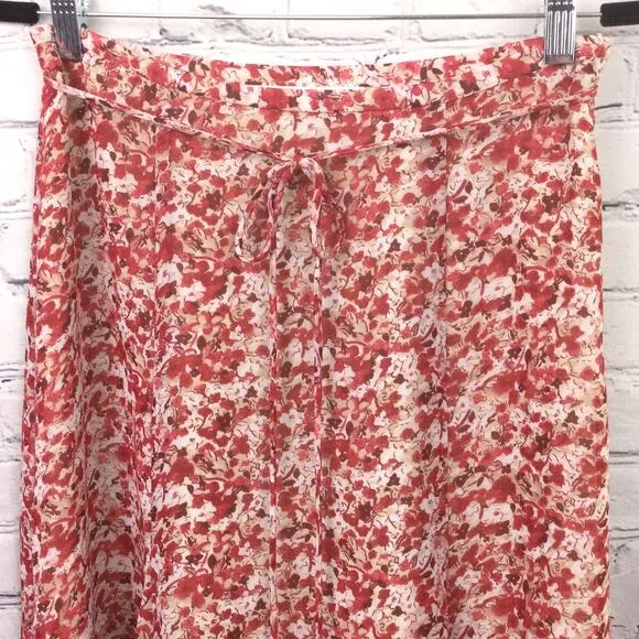 Rena Rowan Women's Red Floral Short Sleeve Feminine Maxi Skirt 3 Piece Set 8